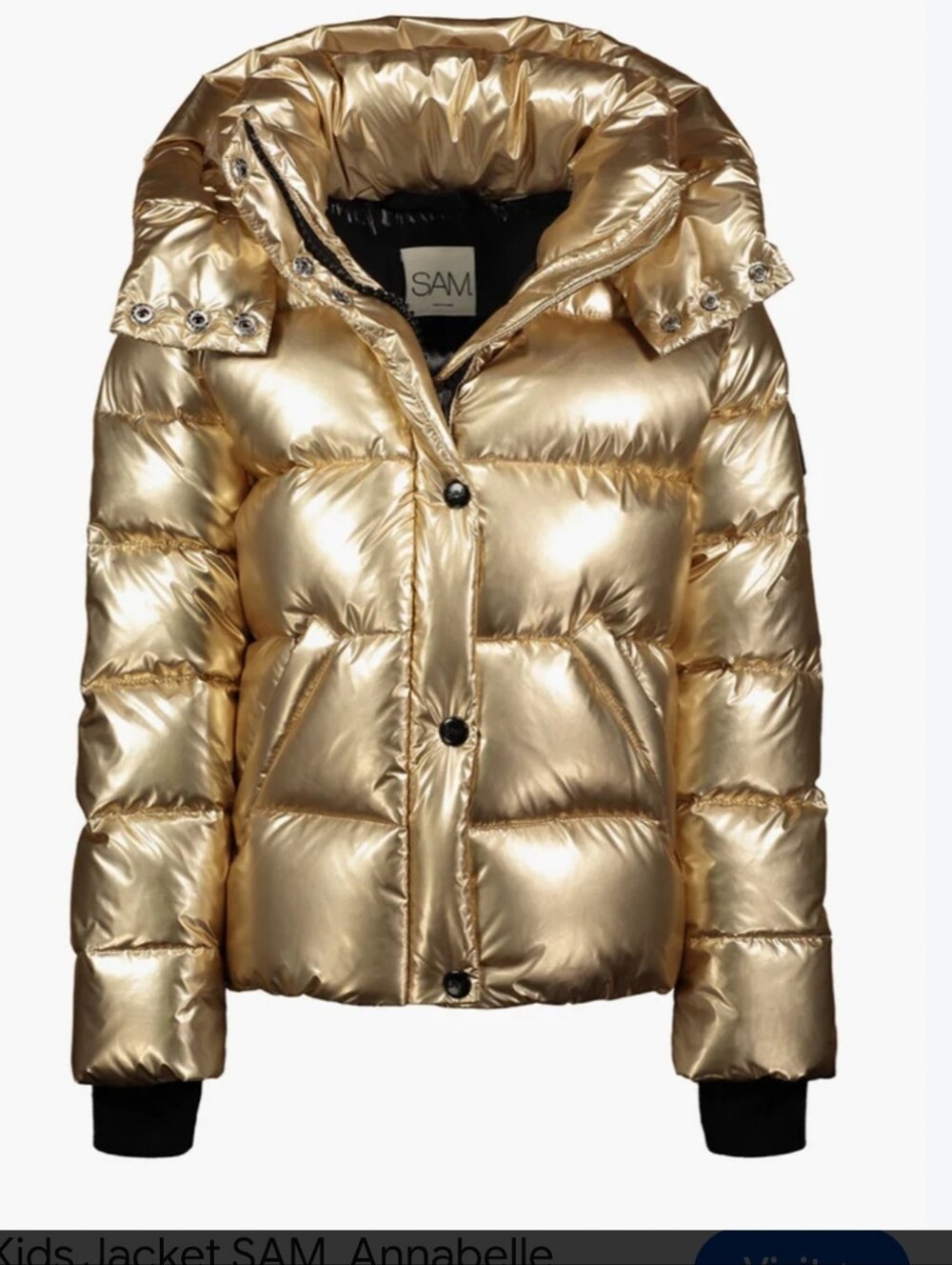 SAM. Annabelle Metallic Gold Puffer Hooded Jacket for Kids Sz 10